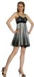 Spaghetti Straps 2 Tone Beaded Bust Short Formal Party Dress in Black/Gray